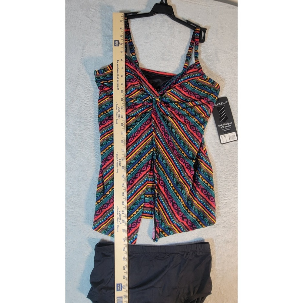 Miraclesuit Love Knot Tankini Set Size 12 NWT Blue Floral Tummy Control Swimsuit - Picture 11 of 16